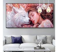 Peinture Numero Adulte Beauté,Chien Peinture Numero Adulte Grand Format 30x60cm Paint by Numbers avec Pinceaux et Pigment Acrylique,DIY Kit de Couleur à l'huile sur toile,Décor Cadeau Femme XYY-823
