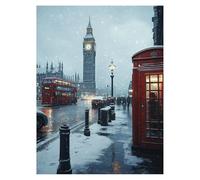 Peinture Numero Adulte Big Ben Toile Peinture Numero Enfant Londres Activité Manuelle Adulte Wall Art Supplies 100x135 cm, DIY Couleur Paint by Numbers pour Cadeau Femme Decoration Murale model-0373