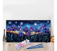 Peinture Numero Adulte Bleu Peinture par Numero Adulte Activité Manuelle Kit Créatif DIY Creatif Toile Numéro d'Art Complet,Painting by Numbers Automne Décoration100x200 cm Papillon Amour Fleur G8-983