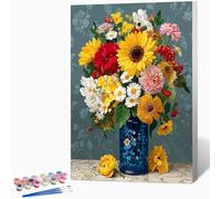 Peinture Numero Adulte Bouquet, DIY Peinture par Numero Adulte Paysage, Kit Creatif avec Acrylique, Coloriage Numerote avec Pinceaux pour Decoration Murale Cadeau Femme 60x80cm Sans Cadre -WX251082