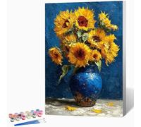 Peinture Numero Adulte Bouquet, DIY Peinture par Numero Adulte Vase, Kit Creatif avec Acrylique, Coloriage Numerote avec Pinceaux pour Decoration Murale Cadeau Femme 40x50cm Sans Cadre -WX251035