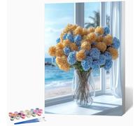 Peinture Numero Adulte Bouquet Peinture Par Numero Adulte Vase,DIY Enfant Activité Manuelle Kit Creatif 30x40cm, Kit Coloriage Avec PigmentéE Et Pinceaux, Decoration Murale (Sans Cadre) -LKF07305