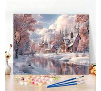 Peinture Numero Adulte Cabine Peinture par Numero Adulte Hiver Activité Manuelle Complet Kit Bricolage Loisirs Créatifs Adultes Débutant avec Acrylique et Pinceaux, Décoration Noel 90x120cm W6-213