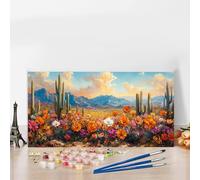 Peinture Numero Adulte Cactus,Kits de Peinture au Numéro 80x160CM Activité Manuelle Kit Numéro d'art Complet Creatif Bricolage Adulte Painting by Numbers Chambre Décoration Murale,Cadeaux Femme G8-602