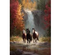 Peinture Numero Adulte, Cascade de chevaux Coloriage par Numéro, Acrylique d'art avec Pinceaux, Loisirs Adultes Débutants et Enfants, Activité Manuelle, décoration murale 40x50cm (Sans Cadre) E579