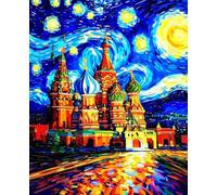 Peinture Numero Adulte, Cathédrale Saint-Basile Peinture par Numero Adulte Enfants DIY Paint by Numbers Abstrait avec Pigment Acrylique et Pinceaux pour Decoration Maison 30x40cm (Sans Cadre) 5-59