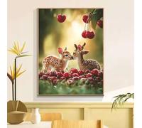 Peinture Numero Adulte Cerf Fruit Peinture par Numéro, DIY Kit Dessin Enfants Débutant, avec Acrylique et Pinceaux Activite Manuelle Adulte Coloriage par Numeros, Décoration Halloween 60x80cm w6t-527