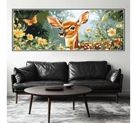 Peinture Numero Adulte Cerf sika Grand Format 45x135 cm, DIY Fleur Peinture Numero Enfant avec Pinceaux, Pigment Acrylique, Peinture par Numero Adulte Kit, Décoration Murale Cadeau (Sans Cadre)-H363