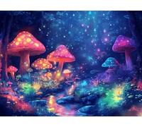 Peinture Numero Adulte champignon rêve Kits de Peinture au Numéro avec 3 Pinceaux et Pigment Acrylique, DIY Activité Manuelle Adulte Numéro d'Art 50x70cm pour Decoration Maison Cadeau Femme L0-387