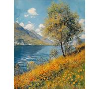 Peinture Numero Adulte,Champs de fleurs Montagnes DIY Kits de Peinture au Numéro,Acrylique Peinture par Numéros avec Pinceaux Peinture Paint by Numbers pour Décor Maison et Cadeau Sans Cadre,60x75cm