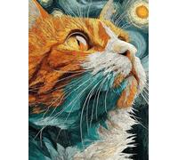 Peinture Numero Adulte Chat Paint by Numbers 20x30cm Coloriage Adulte Numéroté Ciel éToilé DIY Kit Creatif Adultes Peinture Toile Peintures Acrylique pour Décoration Maison Cadeau, Sans Cadree S-2