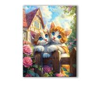 Peinture Numero Adulte Chat, Peinture Numero Adulte avec Cadre 20x30cm, 5D DIY Animal Paint by Numbers avec 3 Pinceaux et Peintures Acryliques, Loisirs Créatifs Adultes Decoration Murale 0R-109