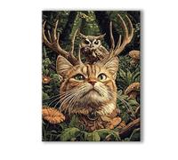 Peinture Numero Adulte Chat, Peinture Numero Adulte avec Cadre 45x60cm, 5D DIY Animal Paint by Numbers avec 3 Pinceaux et Peintures Acryliques, Loisirs Créatifs Adultes Decoration Murale 0R-105