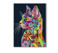 Peinture Numero Adulte Chat, Peinture Numero Adulte avec Cadre 80x100cm, 5D DIY Animal Paint by Numbers avec 3 Pinceaux et Peintures Acryliques, Loisirs Créatifs Adultes Decoration Murale 0R-462