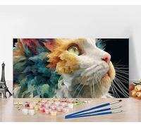 Peinture Numero Adulte Chat Peinture Numero Enfant Animal Painting by Numbers, DIY Loisir Creatif Adulte Couleur Canevas Travaux Manuels, Décoration Murale Cadeau Femme Sans Cadre 30X60cm 0-CW48