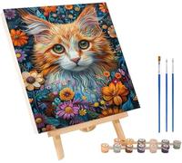 Peinture Numero Adulte Chat Peinture Numero Fleur, DIY Canevas Kit Complet Adulte, Loisirs Créatifs Adultes, Paint by Numbers Kit avec Pinceaux, Décoration Maison, Cadeau Femme 90x120cm 6-6778