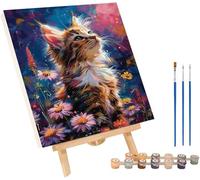Peinture Numero Adulte Chat Peinture Numero Fleur, DIY Canevas Kit Complet Adulte, Loisirs Créatifs Adultes, Paint by Numbers Kit avec Pinceaux et Peintures Acryliques, Décoration Maison 30x40cm X-478