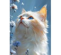 Peinture Numero Adulte Chat Peinture Numero Fleurs Paint by Numbers for Adults avec 3 Pinceaux et Acryliques DIY Activité Manuelle Adulte pour Decoration Maison, Cadeau Femme 40x60cm -zjn250760