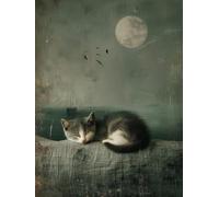 Peinture Numero Adulte Chat, Peinture Numero Lune, DIY Activité Manuelle Adulte, Paint by Numbers Kit avec Pinceaux et Acryliques, Painting by Numbers pour Decoration Maison Cadeau 20x30cm 0-3623