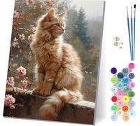 Peinture Numero Adulte Chat Peinture Numero sur Toile, DIY Loisirs Créatifs Adultes Fleur, Canevas kit Complet Adulte avec Acrylique et Pinceaux, Tableau Decoration Murale, Cadeau Femme 60x80cm 7-6739