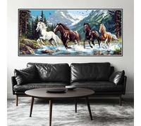 Peinture Numero Adulte Cheval Grand Format 100 X 50 cm, DIY Forêt Peinture Numero Enfant avec Pinceaux, Pigment Acrylique, Peinture par Numero Adulte Kit Pour Décoration Murale Cadeau (Sans Cadre)-H95
