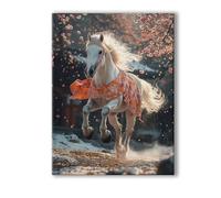 Peinture Numero Adulte Cheval, Peinture Numero Adulte avec Cadre 80x100cm, 5D DIY Animal Paint by Numbers avec 3 Pinceaux et Peintures Acryliques, Loisirs Créatifs Adultes Decoration Murale 0R-102