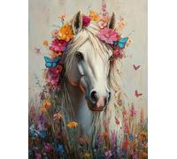 Peinture Numero Adulte Cheval Peinture Numero Enfant, Activité Manuelle Adulte Paint By Numbers Animal DIY Creatif Toile Peintures à L'huile pour Décoration Murale Cadeau 90x120cm Sans Cadre S-227