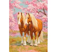 Peinture Numero Adulte Cheval Peinture Numero Enfant, Activité Manuelle Adulte Paint By Numbers Arbre DIY Creatif Toile Peintures à L'huile pour Décoration Murale Cadeau Femme 50x70cm Sans Cadre S-201