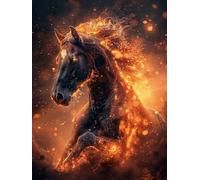 Peinture Numero Adulte Cheval, Peinture par Numero Adulte Flamme, Bricolage Loisirs Créatifs Adultes, Paint by Numbers Kit avec Pinceaux et Acryliques, Decoration Maison, Cadeau Femme 100x130cm I-7860