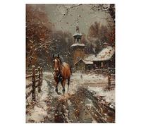 Peinture Numero Adulte Cheval, Toile Peinture Numero Enfant Débutants Architecture, Canevas Kit Complet Adulte 55 x 40 cm Avec Pinceaux et Acrylique, DIY Paint by Numbers pour Cadeau Femme LSJ1885