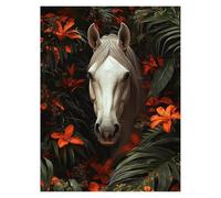 Peinture Numero Adulte Cheval, Toile Peinture Numero Enfant Débutants Fleur, Canevas Kit Complet Adulte 40 x 30cm Avec Pinceaux et Acrylique, DIY Paint by Numbers pour Decoration Murale LSJ-5735