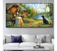Peinture Numero Adulte Chien,Beauté Peinture Numero Adulte Grand Format 30x60cm Paint by Numbers avec Pinceaux et Pigment Acrylique,DIY Kit de Couleur à l'huile sur toile,Décor Cadeau Femme XYY-343