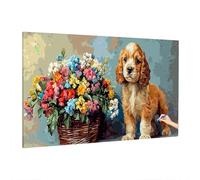 Peinture Numero Adulte Chien, DIY Paint by Numbers Activité Manuelle Adulte, Kits de Peinture au Numéro Toile Peintures 180x80cm avec Peintures et Pinceaux pour Tableau Decoration Murale (Fleurs) X-38