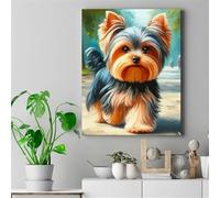 Peinture Numero Adulte,Chien du Yorkshire Peinture par Numéros Kits,avec Cadre Bricolage Peinture à l'huile sur Toile pour Adultes Enfants Paint by Numbers Cadeaux pour Maison Décoration 40x50 cm