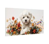 Peinture Numero Adulte Chien, Kits de Peinture Numero Enfant Fleurs, DIY Paint by Numbers Activite Manuelle Adulte, Painting by Numbers Kit Débutants pour Decoration Chambre Murale 180x80cm S-40