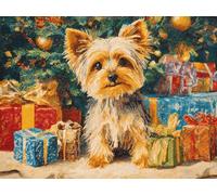 Peinture Numero Adulte, Chien Noël Coloriage par Numéro, Acrylique d'art avec Pinceaux, Loisirs Créatifs Adultes Débutants et Enfants, Activité Manuelle, décoration murale 40x60cm (Sans Cadre) E244