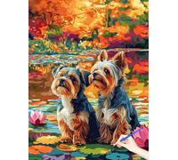 Peinture Numero Adulte Chien Paint by Numbers for Adults Automne Kit Peinture par Numero Adulte Activité Manuelle, Cheerful Painting Tableau a Peindre Tableau Decoration Murale Cadeau 90x120cm B-18