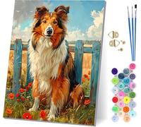 Peinture Numero Adulte Chien, Peinture Numero Animal, DIY Activité Manuelle Adulte, Paint by Numbers for Adults Kits avec Pinceaux et Peintures, Pour Décoration Maison, Cadeau Femme 50x65cm 2-4219
