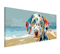 Peinture Numero Adulte Chien Peinture Numero Enfant Animaux 120x50cm Paint by Numbers Activité Manuelle Adulte Kits, Cheerful Painting Tableau a Peindre Cadeau Femme Tableau Decoration Murale X-09
