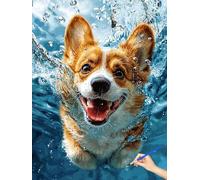 Peinture Numero Adulte Chien Peinture Numero Océan Activité Manuelle Adulte Paint by Numbers for Adults Loisir Creatif Kit DIY Cheerful Painting by Numbers Tableau Decoration Murale 80x110cm O-57