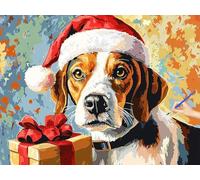 Peinture Numero Adulte Chien Peinture par Numero Adulte Noël Paint by Numbers Activité Manuelle, Bricolage Coloriage Tableau a Peindre Kit for Tableau Decoration Murale Cadeau Femme 70x50cm P-19
