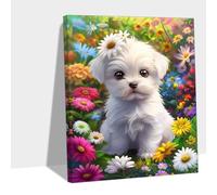 Peinture Numero Adulte Chien, Peinture Par Numero Nature DIY Adulte Débutants Kits, Numéros Coloré Toile, Acrylique et 3 Pinceaux , Décoration Intérieure Maison, Loisir Créatif Cadeau 70x90cm Y#B267