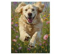 Peinture Numero Adulte Chien, Toile Peinture Numero Enfant Débutants Fleur, Canevas Kit Complet Adulte 55 x 40cm Avec Pinceaux et Acrylique,DIY Paint by Numbers pour Tableau Decoration Murale LSJ-2376