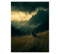 Peinture Numero Adulte Chien, Toile Peinture Numero Enfant Débutants Montagnes, Canevas Kit Complet Adulte 80x60CM Avec Pinceaux et Acrylique, DIY Paint by Numbers pour Decoration Murale LSJ-3092