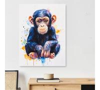 Peinture Numero Adulte Chimpanzés, singe Coloriage Par Numero Adulte Activite Manuelle, 1Pack 100x160cm Toile + Peintures + 3 Pinceaux + Lmage de Référence, Decoration Chambre, Cadeau Femme,Model116