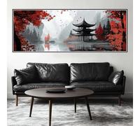 Peinture Numero Adulte Chine Grand Format 85x255 cm, DIY Japon Peinture Numero Enfant avec Pinceaux, Pigment Acrylique, Peinture par Numero Adulte Kit Pour Décoration Murale Cadeau (Sans Cadre)-H291