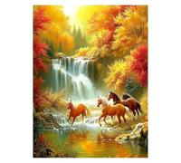 Peinture Numero Adulte Chutes, Toile Peinture Numero Enfant Débutants Cheval, Canevas Kit Complet Adulte 80 x 60 Cm Avec Pinceaux et Acrylique, DIY Paint by Numbers pour Decoration Murale LSJ-2504