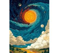 Peinture Numero Adulte Ciel éToilé, DIY Peinture par Numero pour Decoration, Activite Manuelle Adulte Débutants, PlanèTe Paint by Numbers Kits avec Pinceaux et Pigment Acryliques, 100x135cm N-9520