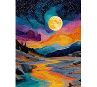 Peinture Numero Adulte Ciel éToilé, Lune Peinture Numero Enfant, DIY Loisirs Créatifs Adultes Kits, Paint by Numbers Kit avec Pinceaux et Pigment Acryliques, Decoration Murale, Cadeau 100x135cm 6-2242