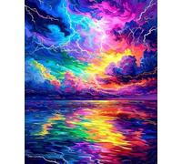 Peinture Numero Adulte, Ciel Peinture par Numero Adulte Enfants DIY Paint by Numbers Nuage avec Pigment Acrylique et Pinceaux, Kit de Loisirs Créatifs pour Decoration Maison 70x95cm (Sans Cadre) D-31